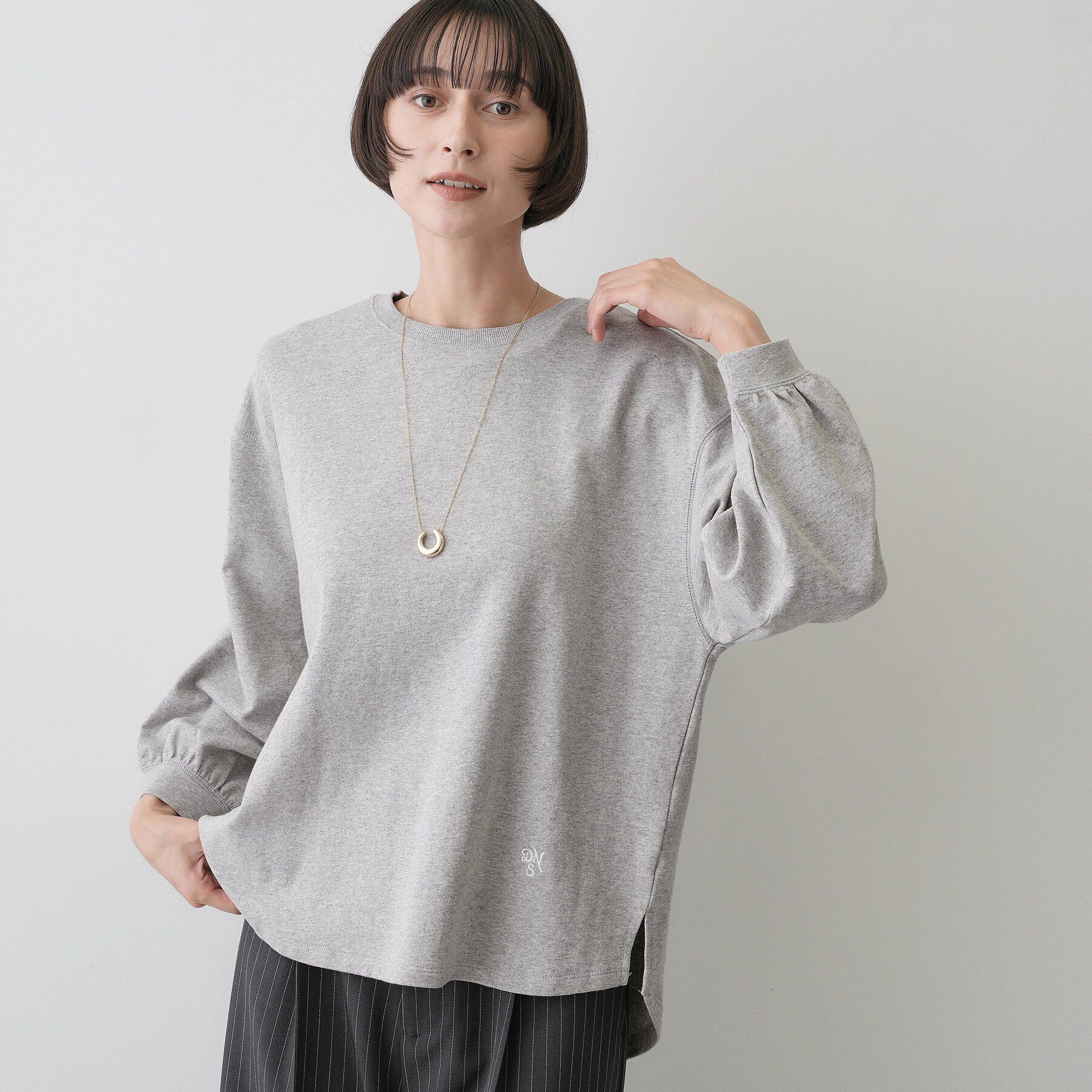 Dessin「バックヘンリーカットソー長袖」|Tシャツ・カットソー|ライトグレー(011