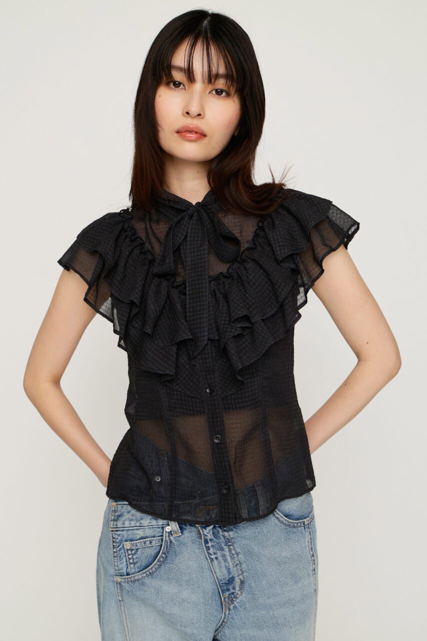 SLY「FRILL RIBBON ブラウス」|シャツ・ブラウス|BLK