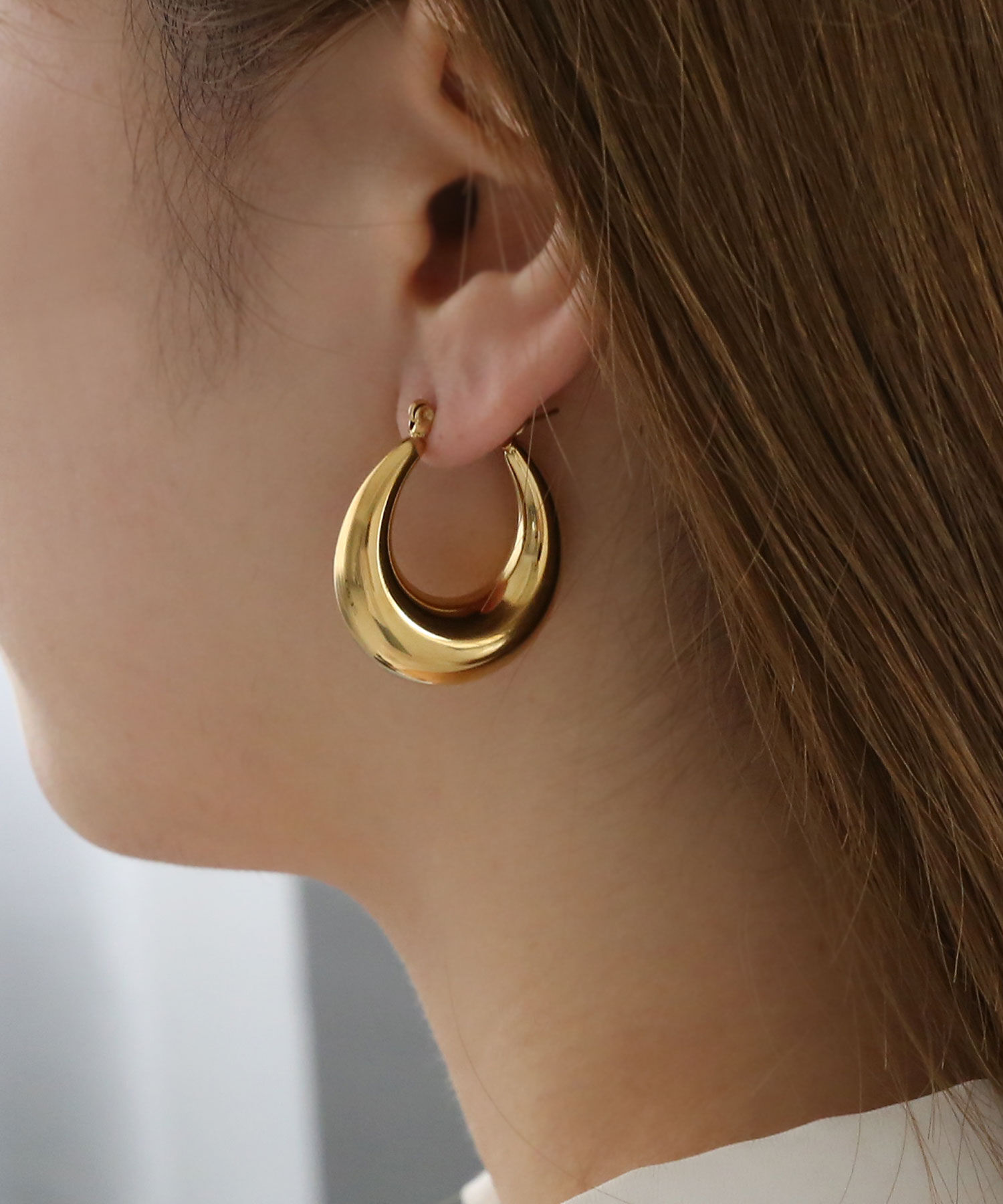  「[stainless]ステンレス・プランプドロップフープピアス〈金属アレルギー対応〉」|ピアス|