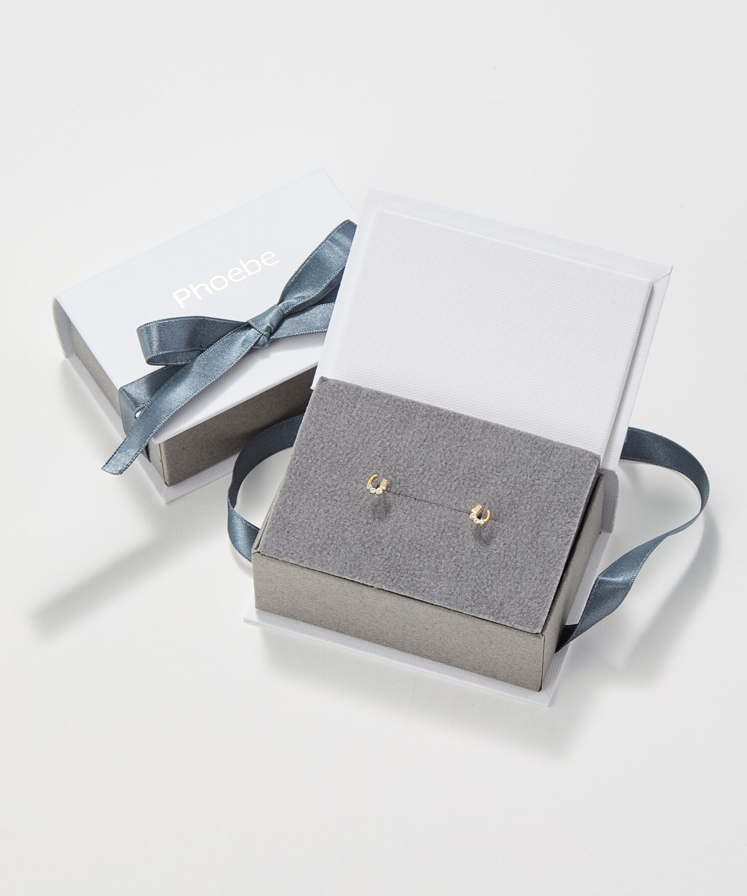 Phoebe「【K10】クロスラインアメリカンピアス　ローズゴールド／BOX付き」|ピアス|