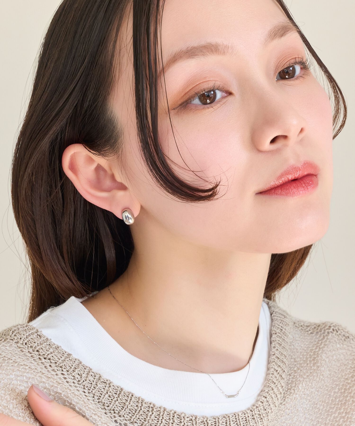 Phoebe「≪雑誌掲載≫【ピアス見えシリーズ/金属アレルギー対応】オーバルフープスナップイヤリング　シルバー」|イヤリング|