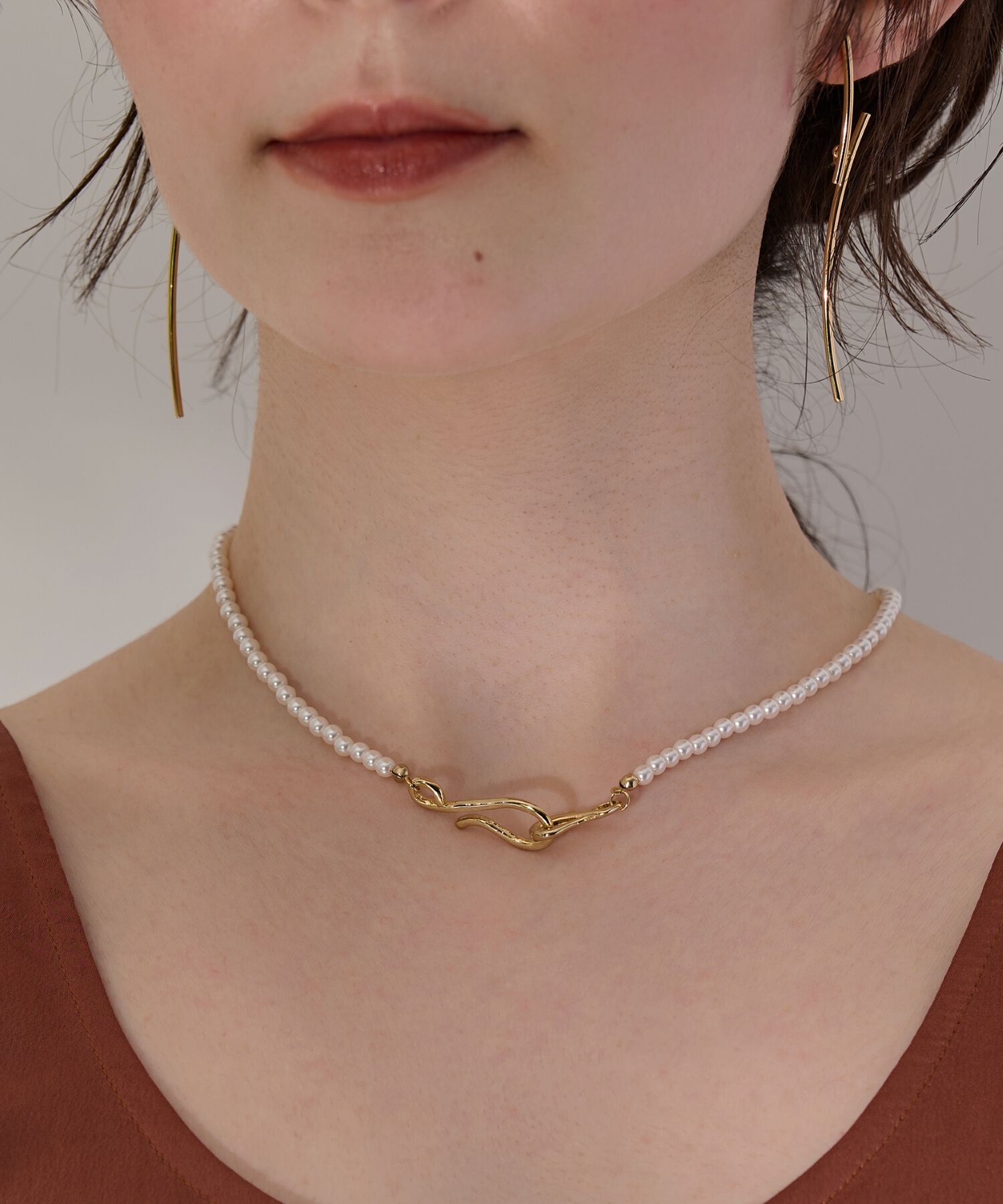 Phoebe「【金属アレルギー対応】クラスプパールネックレス」|ネックレス|
