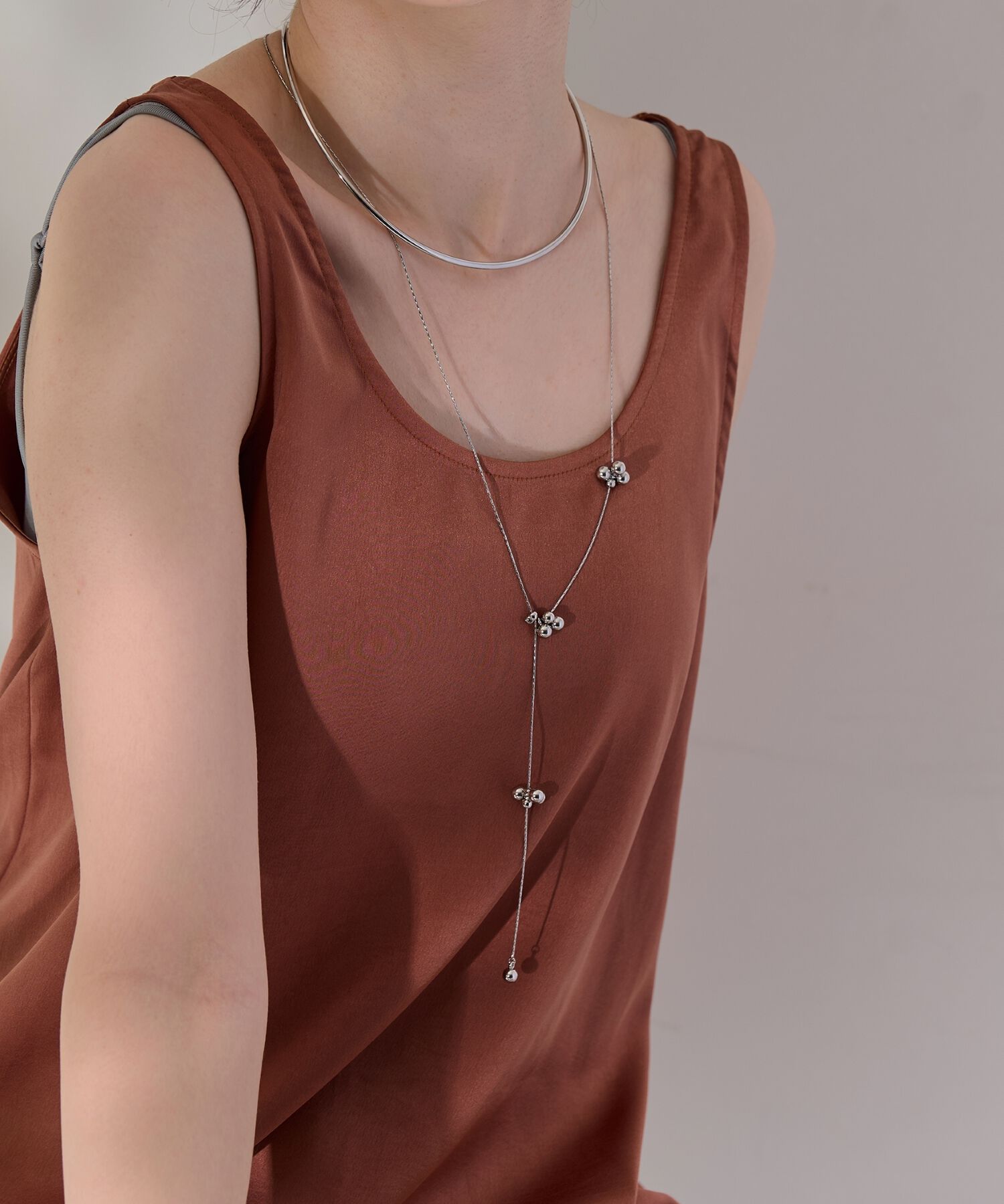 Phoebe「【金属アレルギー対応】マルチwayムービングバブルネックレス　シルバー」|ネックレス|