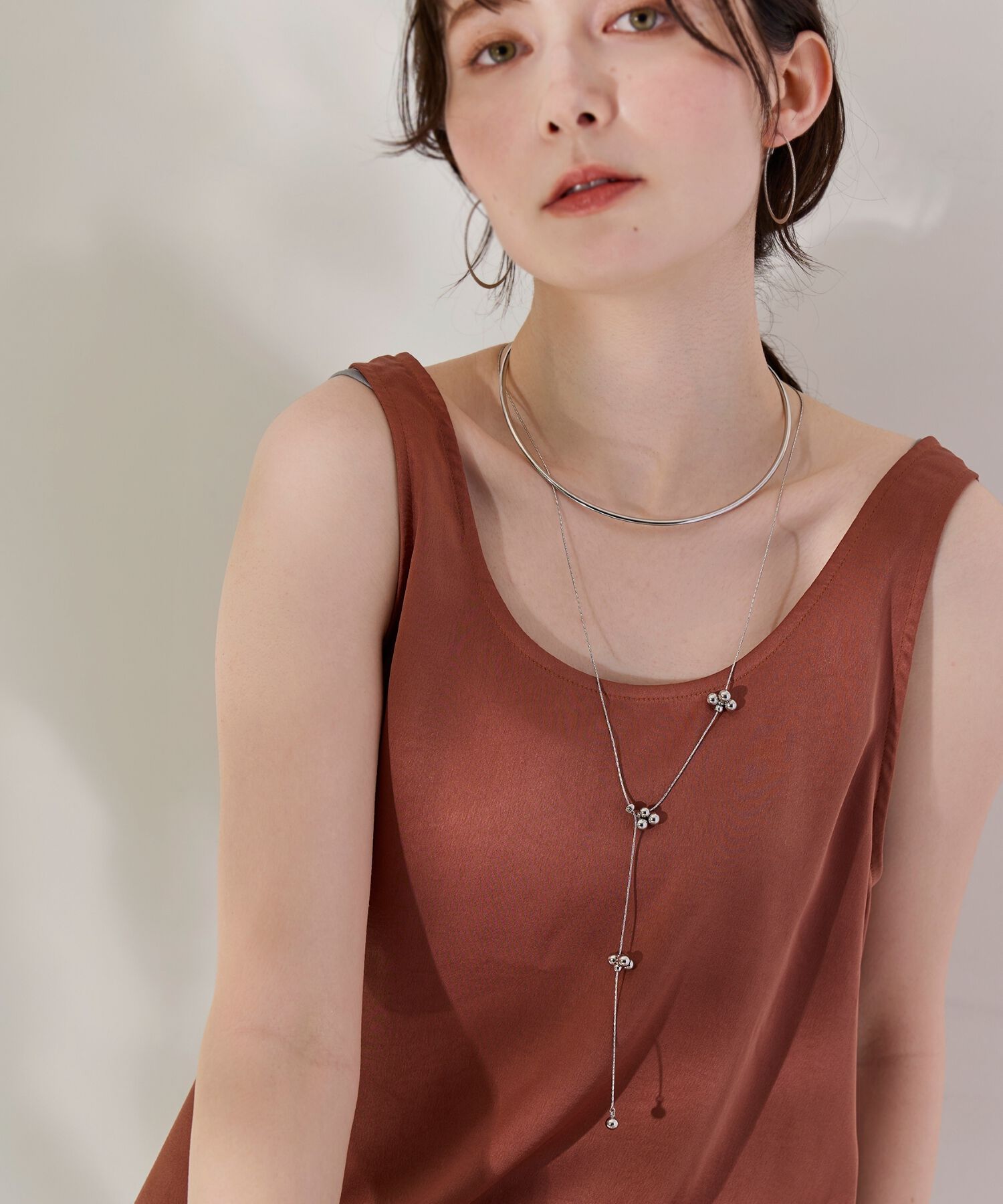 Phoebe「【金属アレルギー対応】マルチwayムービングバブルネックレス　シルバー」|ネックレス|