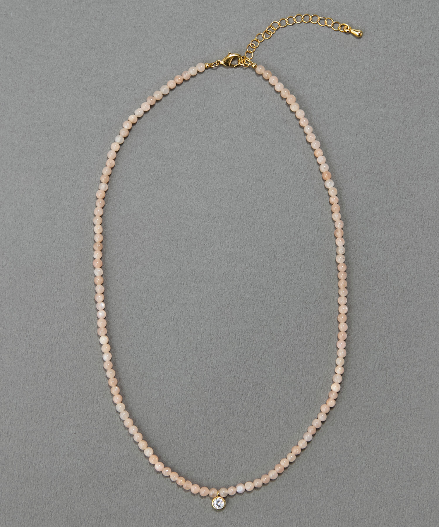 Phoebe「【金属アレルギー対応】ウィスパーストーンネックレス　ピンク　天然石/ビーズネックレス/ステンレス」|ネックレス|