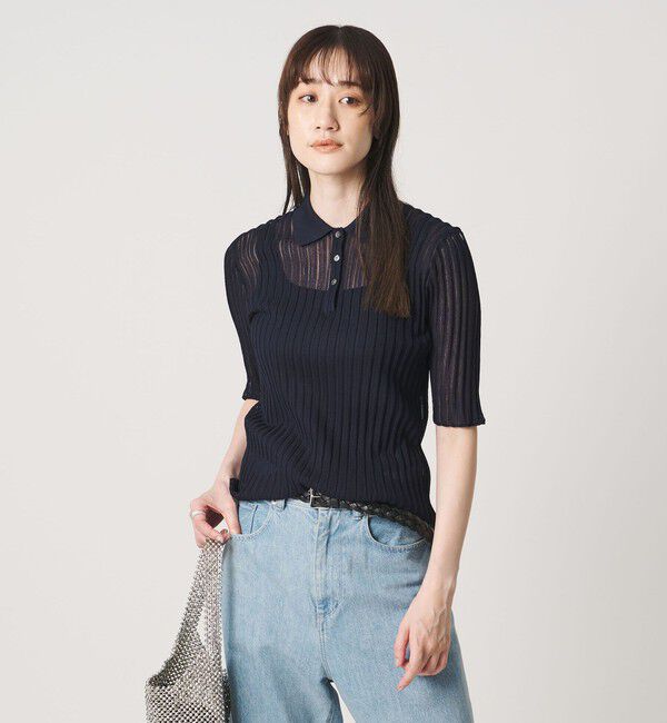 UNITED ARROWS「シアー リブ ポロニット ‐ウォッシャブル‐」|ニット・セーター|
