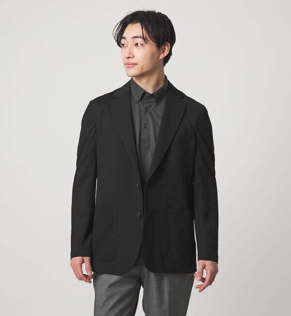 UNITED ARROWS green label relaxing「ポリエステル ジャージ カノコ 2B ジャケット -ウォッシャブル・ストレッチ・吸水速乾-」|テーラードジャケット|BLACK