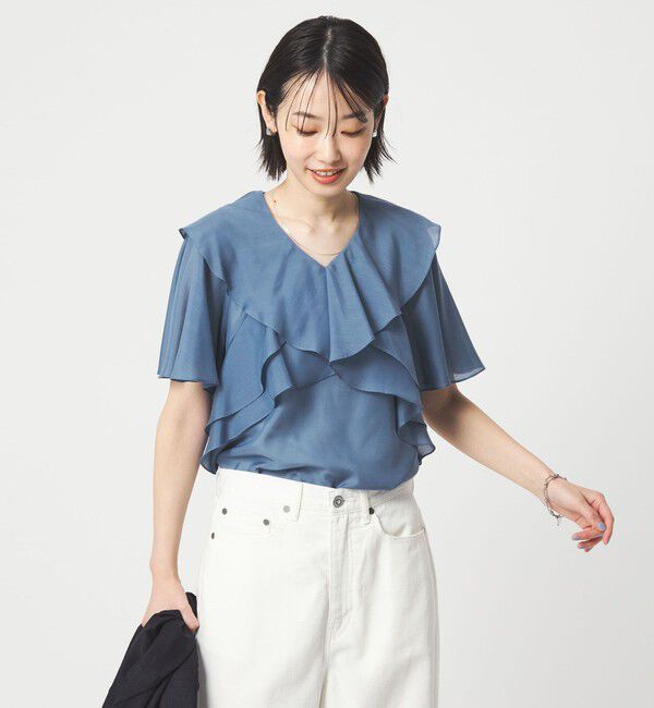 UNITED ARROWS green label relaxing「ラッフル フレア ショートスリーブ ブラウス」|シャツ・ブラウス|ROYAL