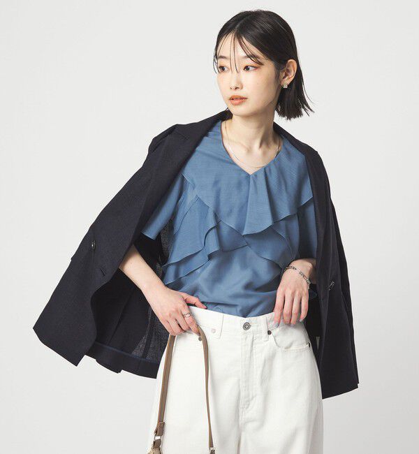 UNITED ARROWS green label relaxing「ラッフル フレア ショートスリーブ ブラウス」|シャツ・ブラウス|
