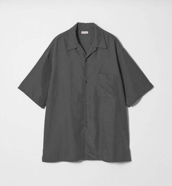 STEVEN ALAN「＜Steven Alan＞ ドレープ オープンカラー ショートスリーブ シャツ BOX」|シャツ・ブラウス|DK.GRAY