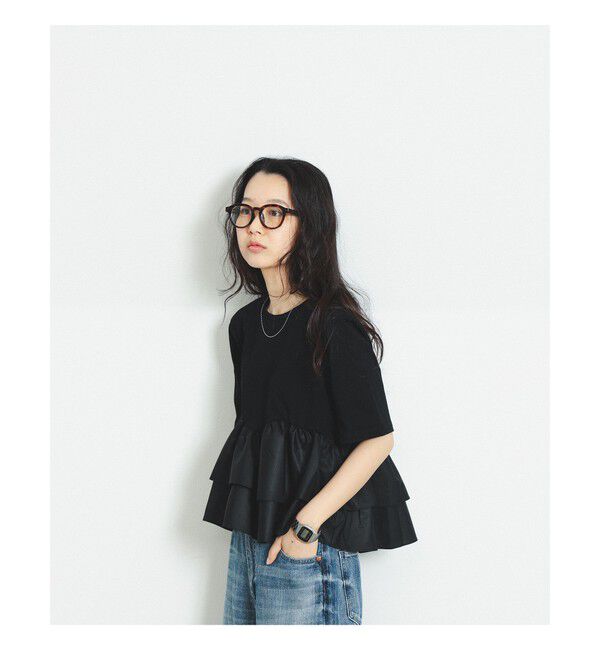 Ray BEAMS 「ティアード キリカエ Tシャツ」|Tシャツ・カットソー|BLACK