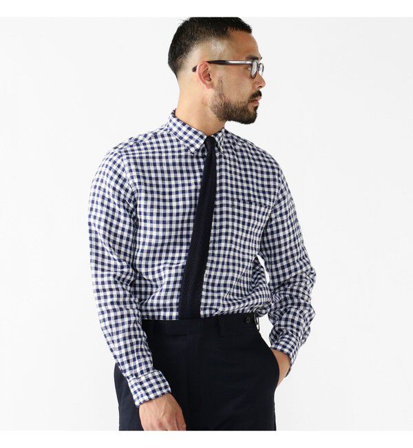 BEAMS PLUS「BEAMS PLUS｜B.D. Gingham Check Linen｜ボタンダウン｜麻｜シャリ感 涼感 涼しい｜チェック柄」|シャツ・ブラウス|