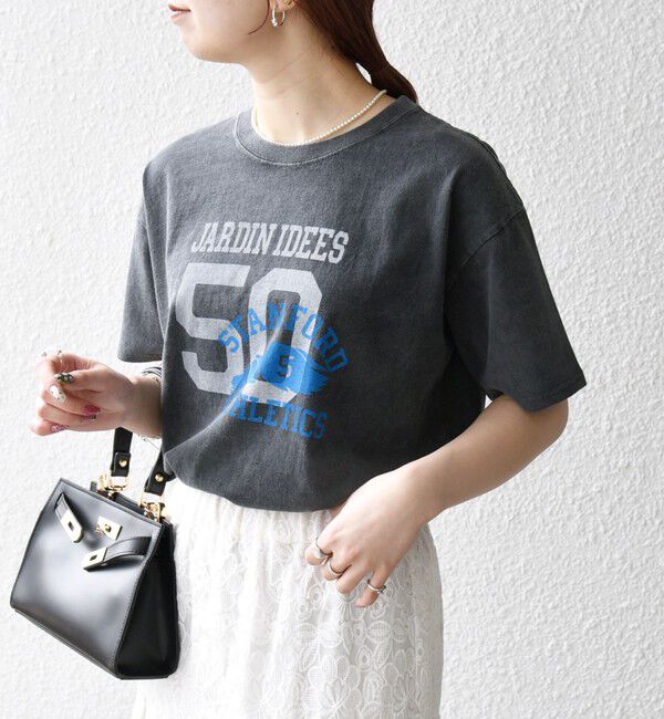 SHIPS any「【WEB限定/SHIPS any別注】THE KNiTS:〈洗濯機可能〉ラウンドヘム プリント ショート TEE」|Tシャツ・カットソー|