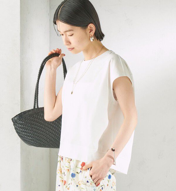 SHIPS for women「〈接触冷感/吸水速乾/洗濯機可能〉ハイゲージ ポンチ コクーン カットソー」|Tシャツ・カットソー|ホワイト