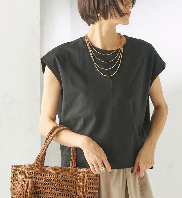 SHIPS for women「〈接触冷感/吸水速乾/洗濯機可能〉ハイゲージ ポンチ コクーン カットソー」|Tシャツ・カットソー|ブラック