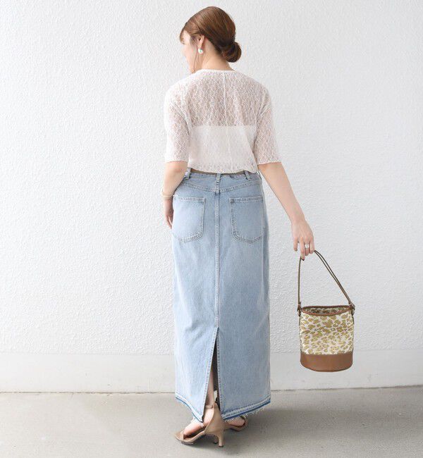 SHIPS for women「〈手洗い可能〉ストレッチ フラワー レース TEE」|Tシャツ・カットソー|
