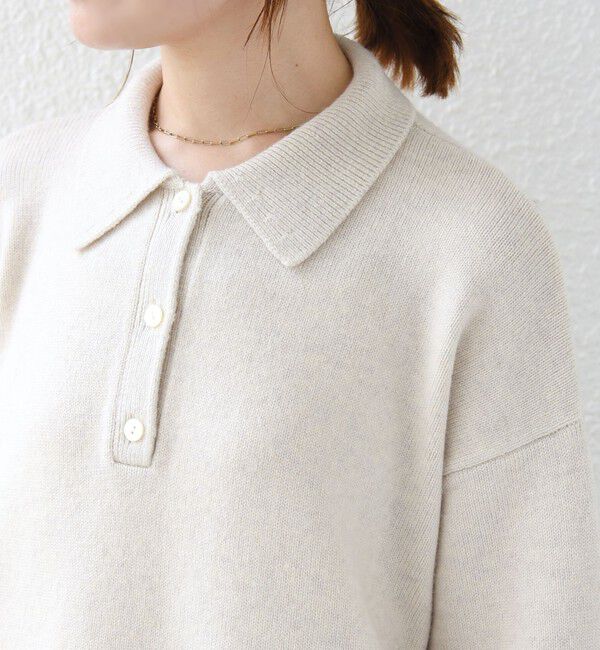 SHIPS for women「《予約》【WEB限定】〈手洗い可能〉レーストリム スキッパー ポロ襟 ニット」|ニット・セーター|