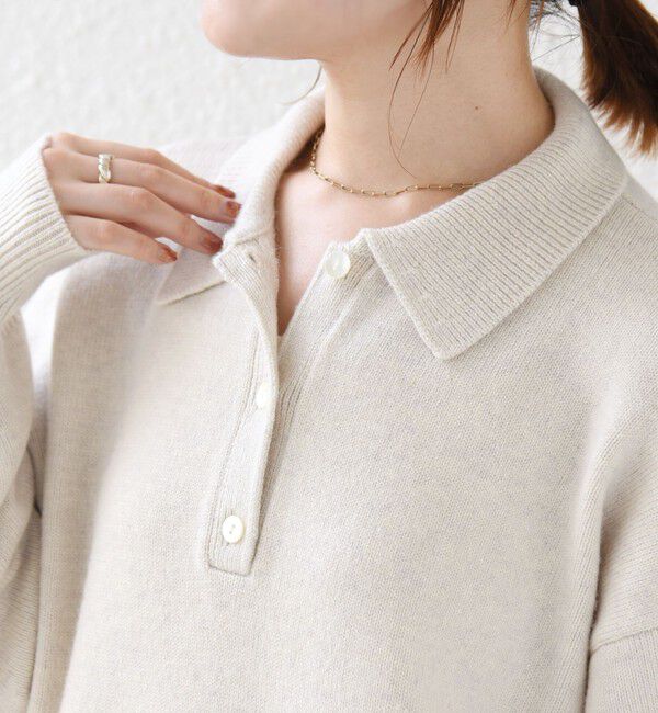 SHIPS for women「《予約》【WEB限定】〈手洗い可能〉レーストリム スキッパー ポロ襟 ニット」|ニット・セーター|