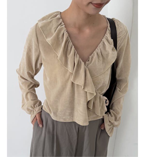 SLOBE IENA「miller/ミラー SLOBE別注 SHEER ベロアカシュクールトップス」|Tシャツ・カットソー|
