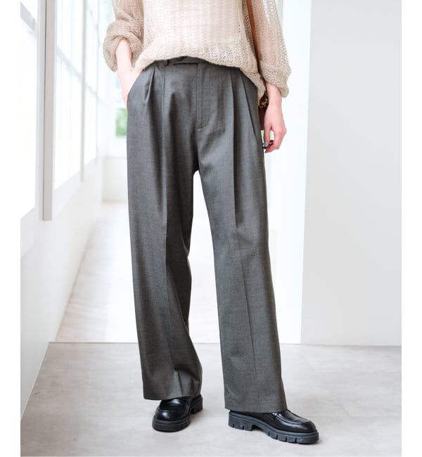 U by SPICK&SPAN「《予約j》ツイルストレッチタックパンツ」|スラックス|