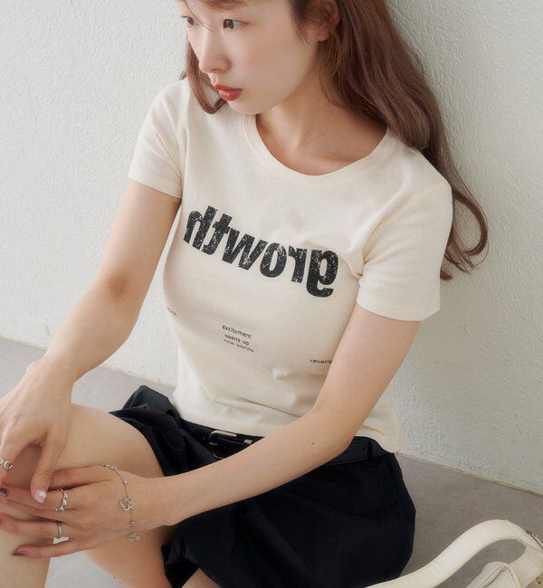  「【S.Mサイズ展開】Newヴィンテージ加工ロゴTEE」|Tシャツ・カットソー|アイボリー