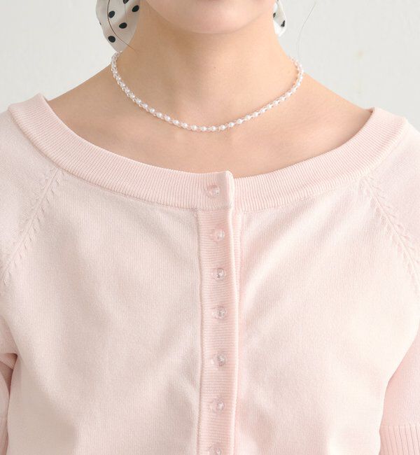  「半袖クリアボタンカーディガン」|カーディガン|