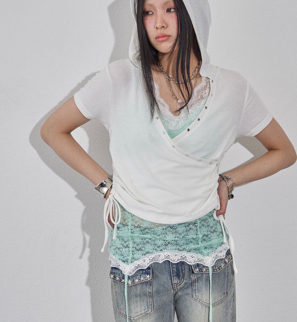  「リブカシュクールフレンチフーディ（無地/ボーダー/スター）」|Tシャツ・カットソー|