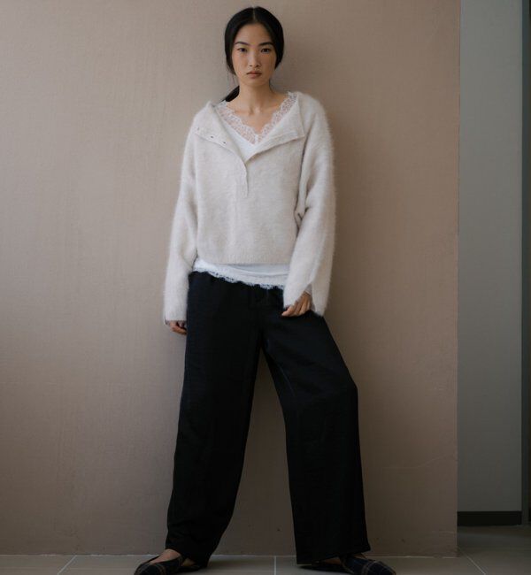  「ファーカシミヤ2WAYヘンリーニット」|ニット・セーター|