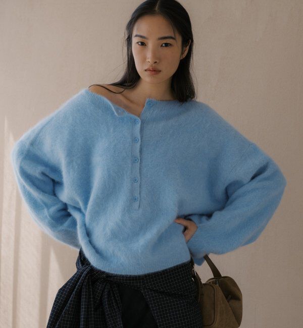  「ファーカシミヤ2WAYヘンリーニット」|ニット・セーター|