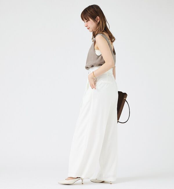 Rouge vif「【人気追加】【3サイズ展開】リネンタッチベルト付きハイウエストパンツ」|その他|