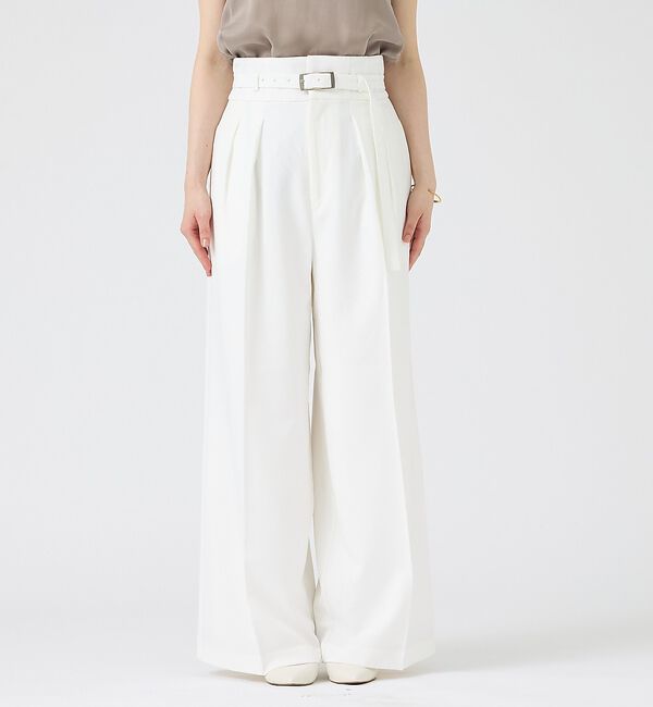 Rouge vif「【人気追加】【3サイズ展開】リネンタッチベルト付きハイウエストパンツ」|その他|