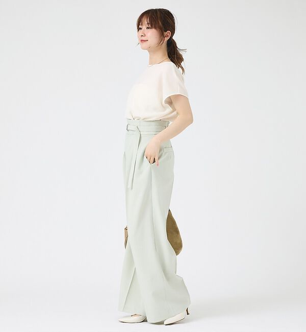 Rouge vif「【人気追加】【3サイズ展開】リネンタッチベルト付きハイウエストパンツ」|その他|