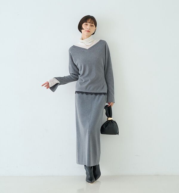Rouge vif「前後2WAYウール釦テレコタートルカットソー【予約】」|Tシャツ・カットソー|