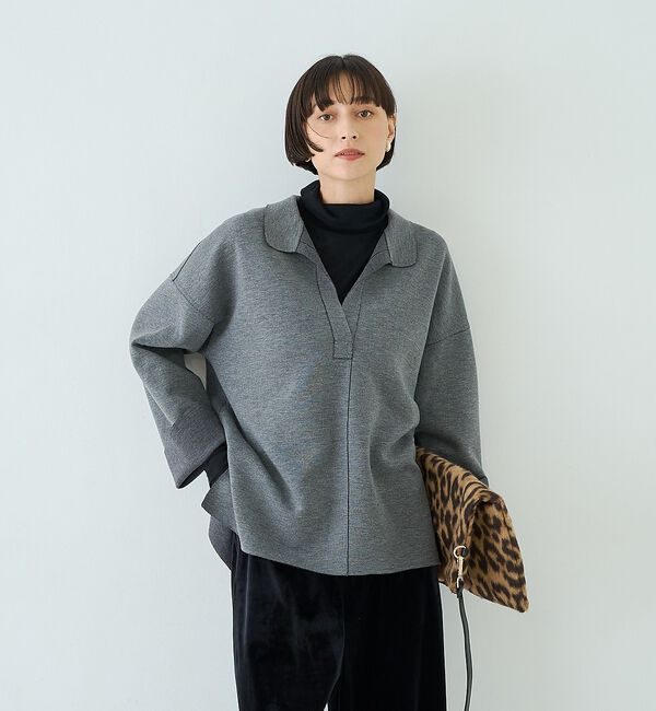 Rouge vif「前後2WAYウール釦テレコタートルカットソー【予約】」|Tシャツ・カットソー|