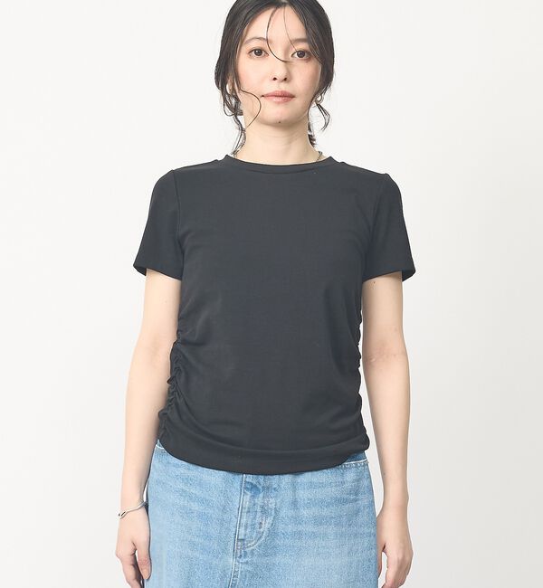 abahouse mavie「【ウエスト細見え】サイドギャザーTシャツ」|Tシャツ・カットソー|