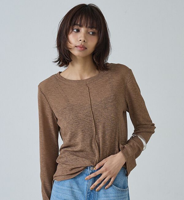 abahouse mavie「【販売店舗限定】シアーフライスロンT」|Tシャツ・カットソー|モカ