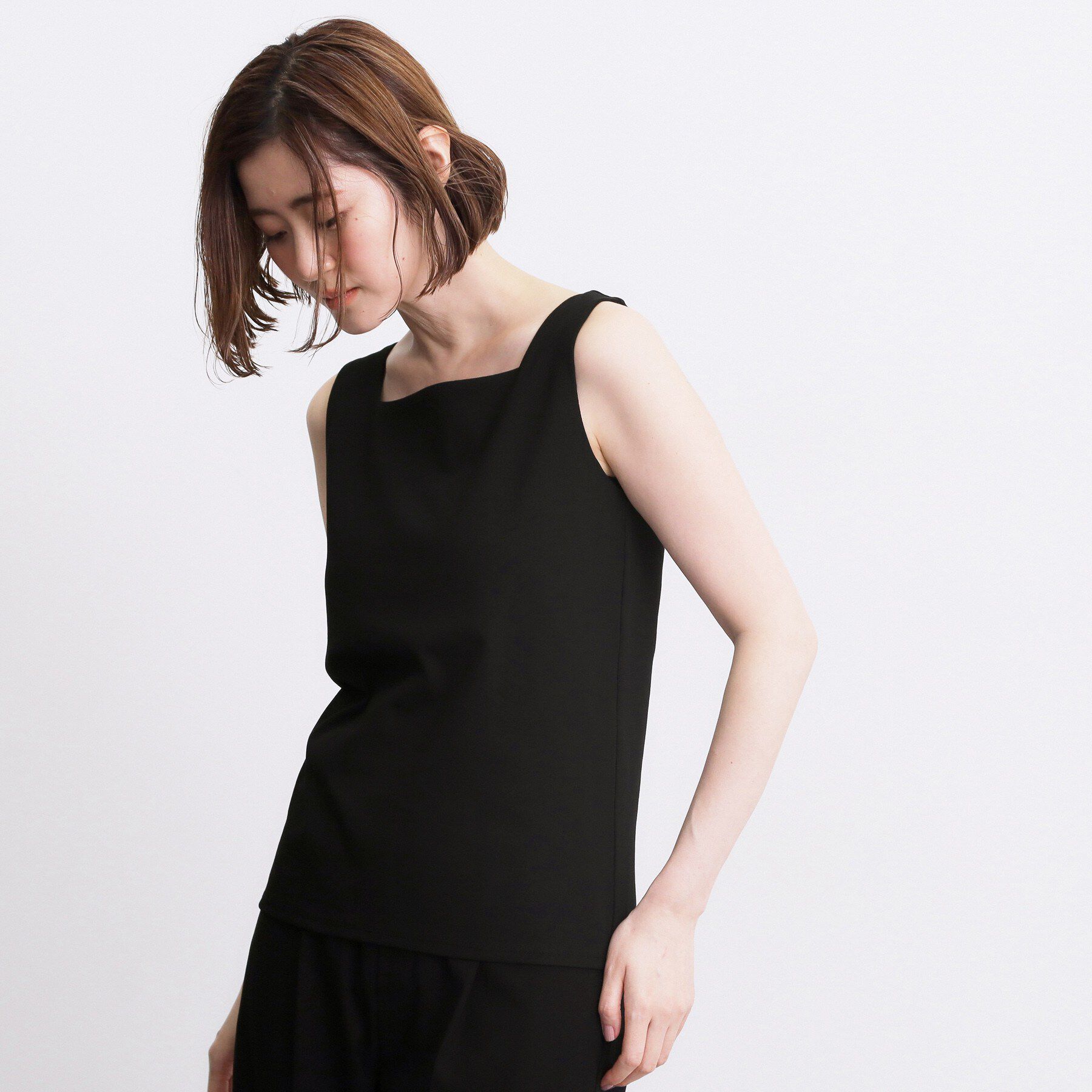 grove「【透けにくい】ダブルフロントタンク」|Tシャツ・カットソー|ブラック(019)