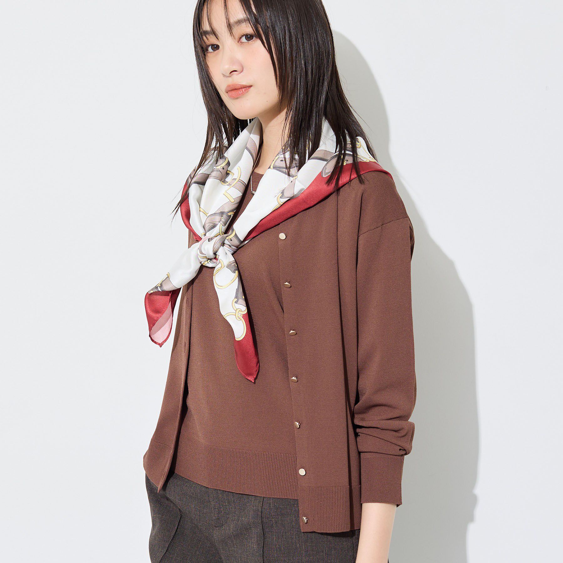 INDIVI「【2点セット】5分袖ニット＆カーディガン きれいめアンサンブルニット」|その他|