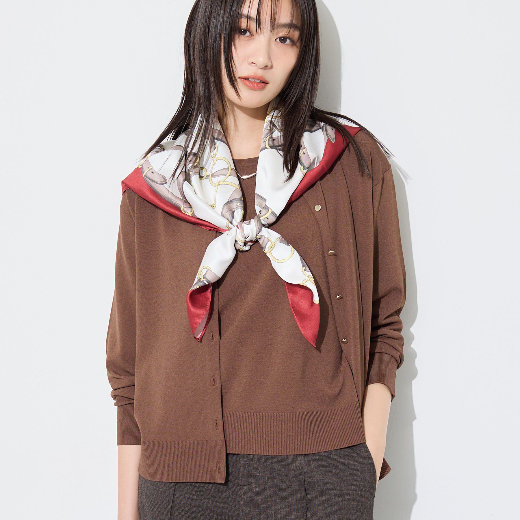 INDIVI「【2点セット】5分袖ニット＆カーディガン きれいめアンサンブルニット」|その他|