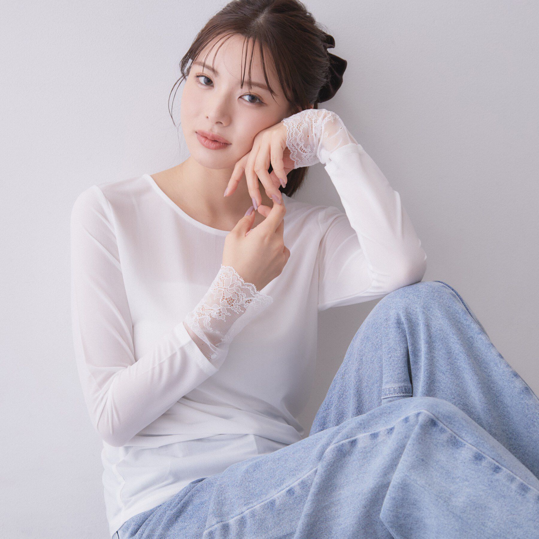 index「袖レースシアートップス【洗濯機OK】」|Tシャツ・カットソー|