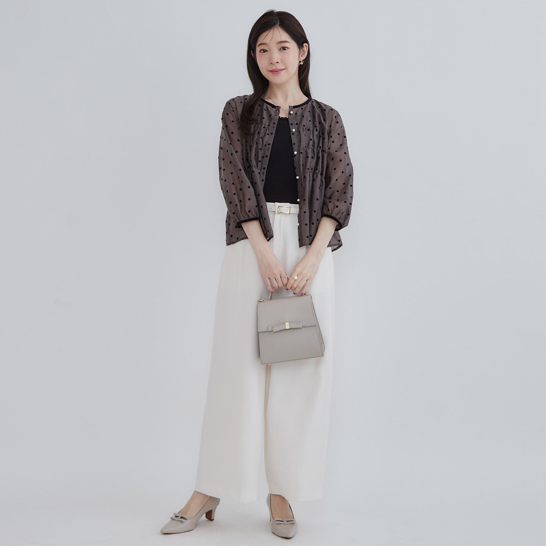 Couture broach「【セットアップ可・着映えて上品】フロッキードットブラウス」|シャツ・ブラウス|