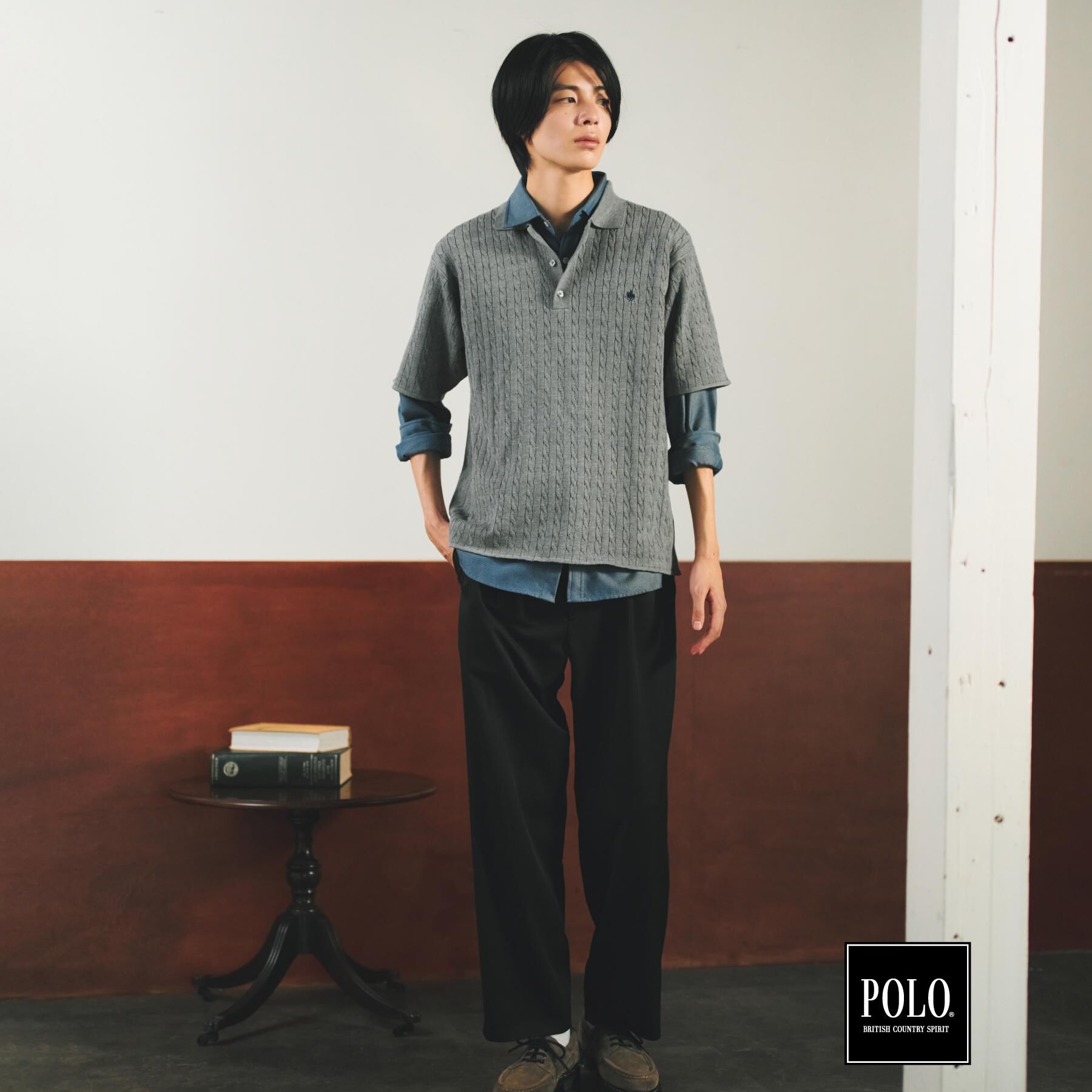 THE SHOP TK「POLO BCS/ケーブルニットポロ」|ニット・セーター|