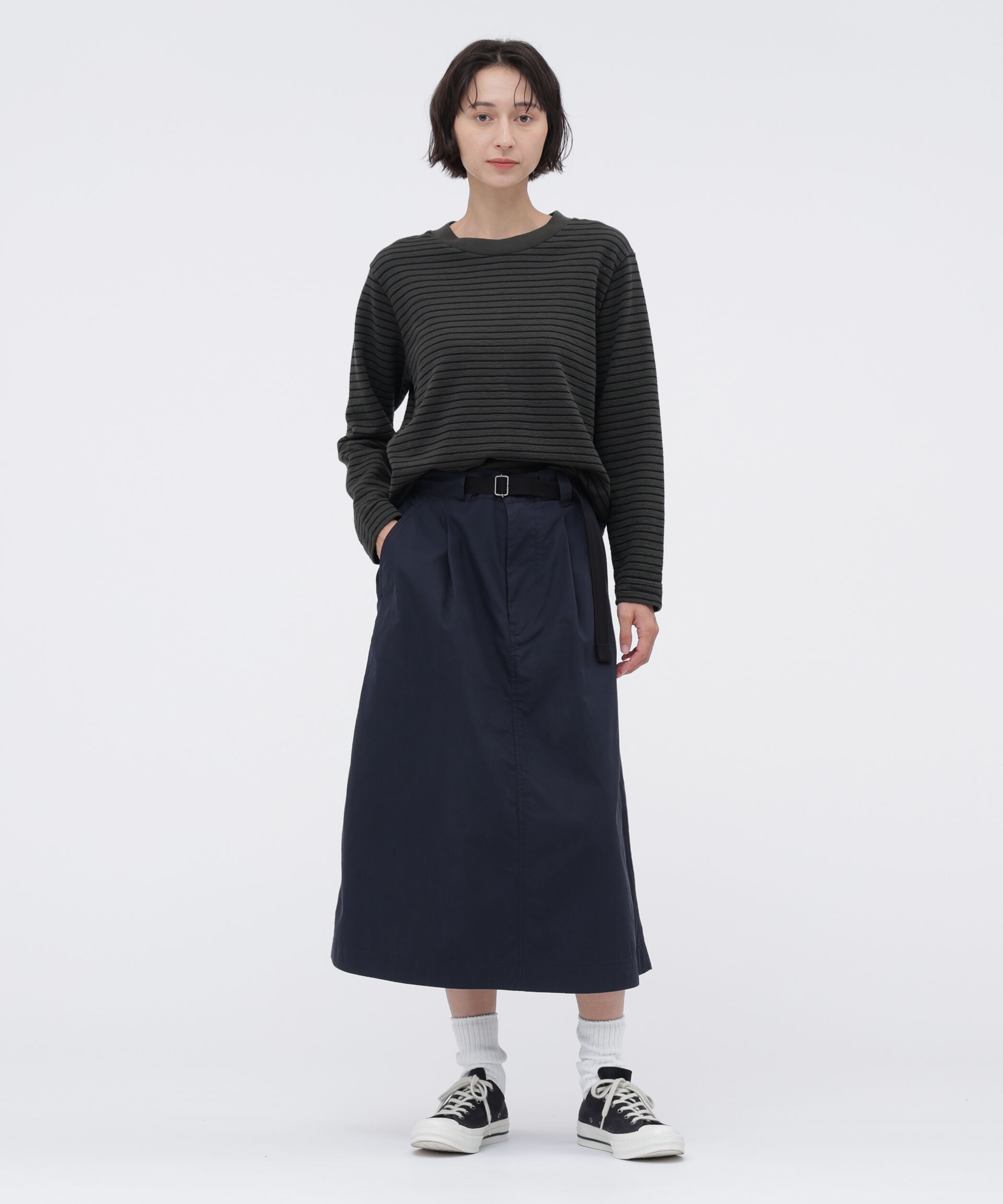 MHL.「WASHED COTTON NYLON SKIRT」|スカート|NAVY