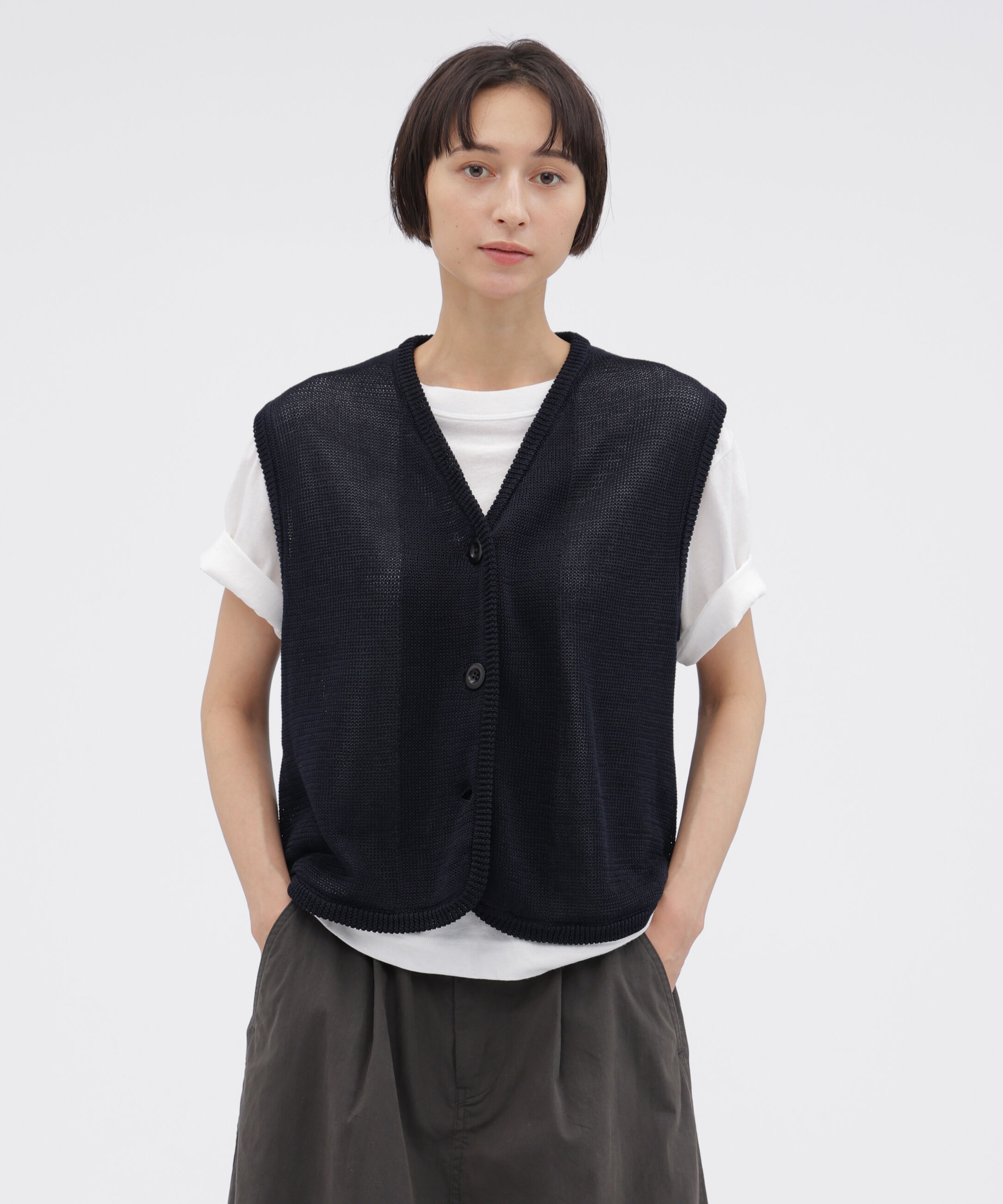 MHL.「COATED COTTON KNITWEAR」|ニット・セーター|DARK NAVY1