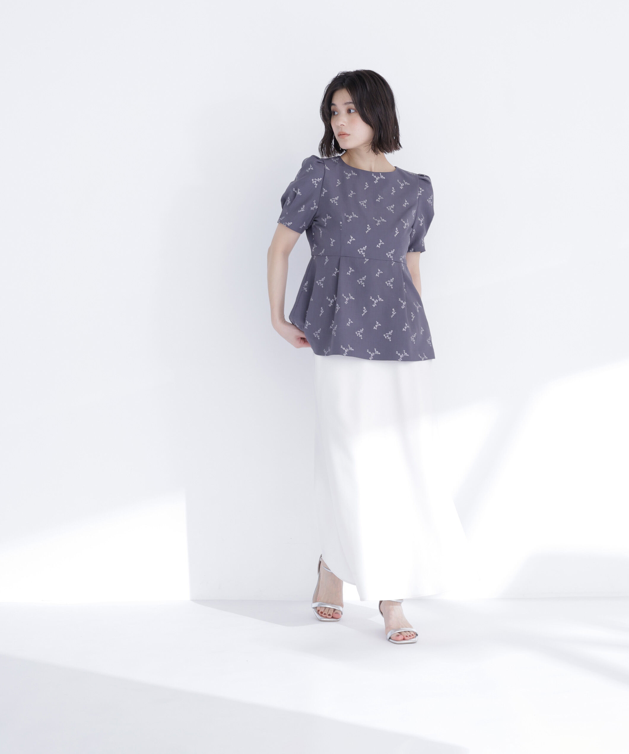  「ラメ刺繍ペプラムブラウス」|シャツ・ブラウス|