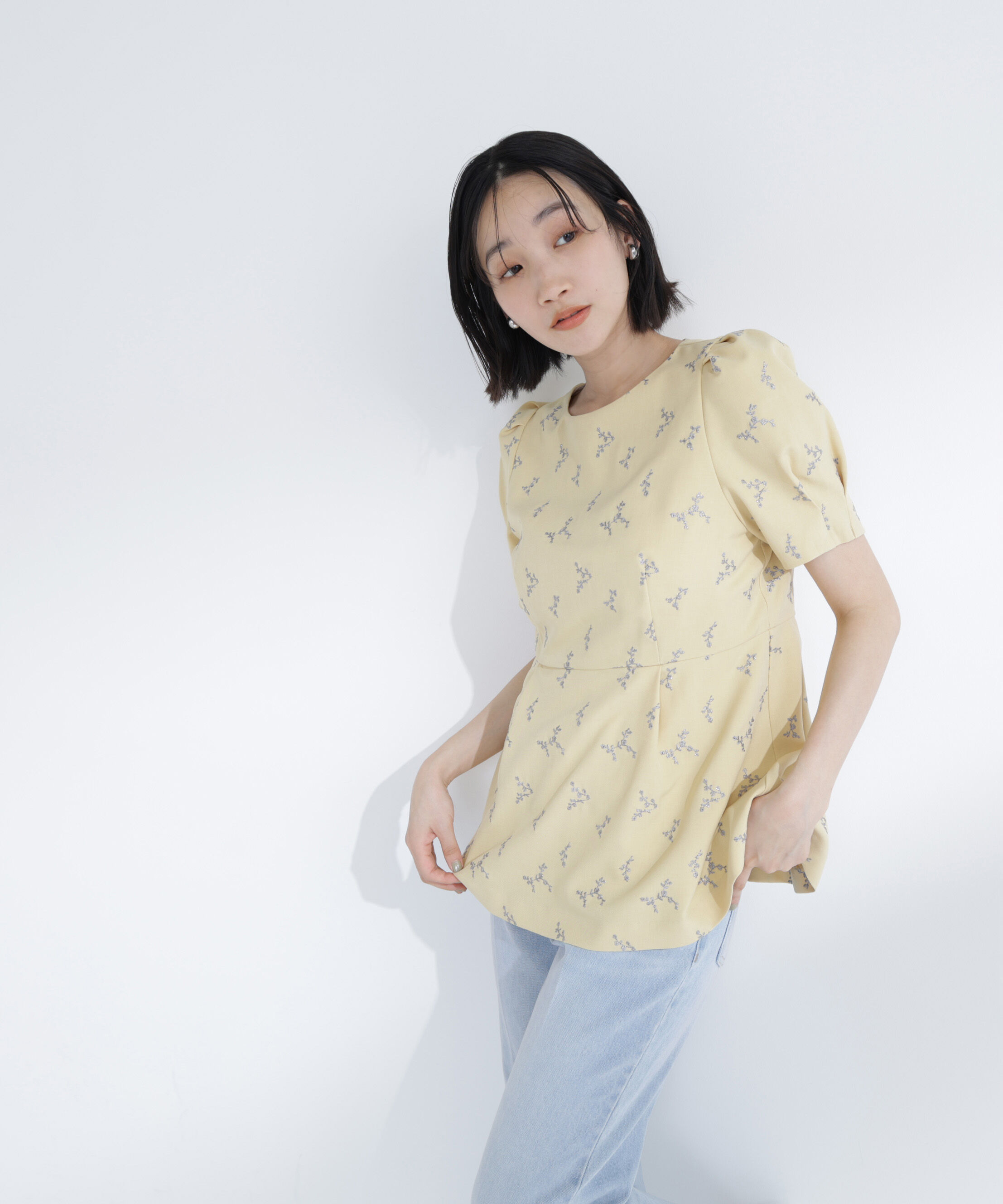  「ラメ刺繍ペプラムブラウス」|シャツ・ブラウス|