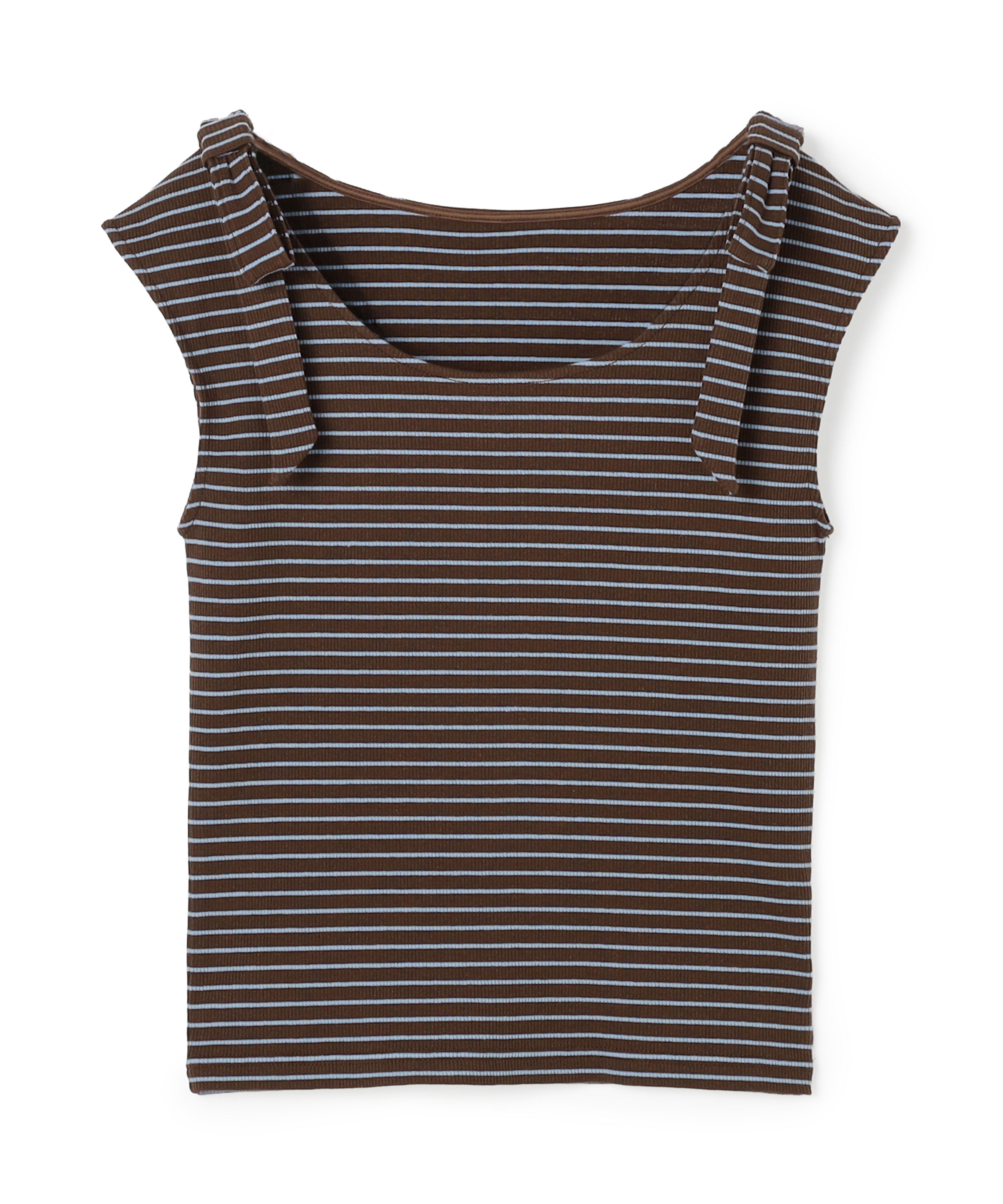  「ショルダーリボンボーダートップス」|Tシャツ・カットソー|