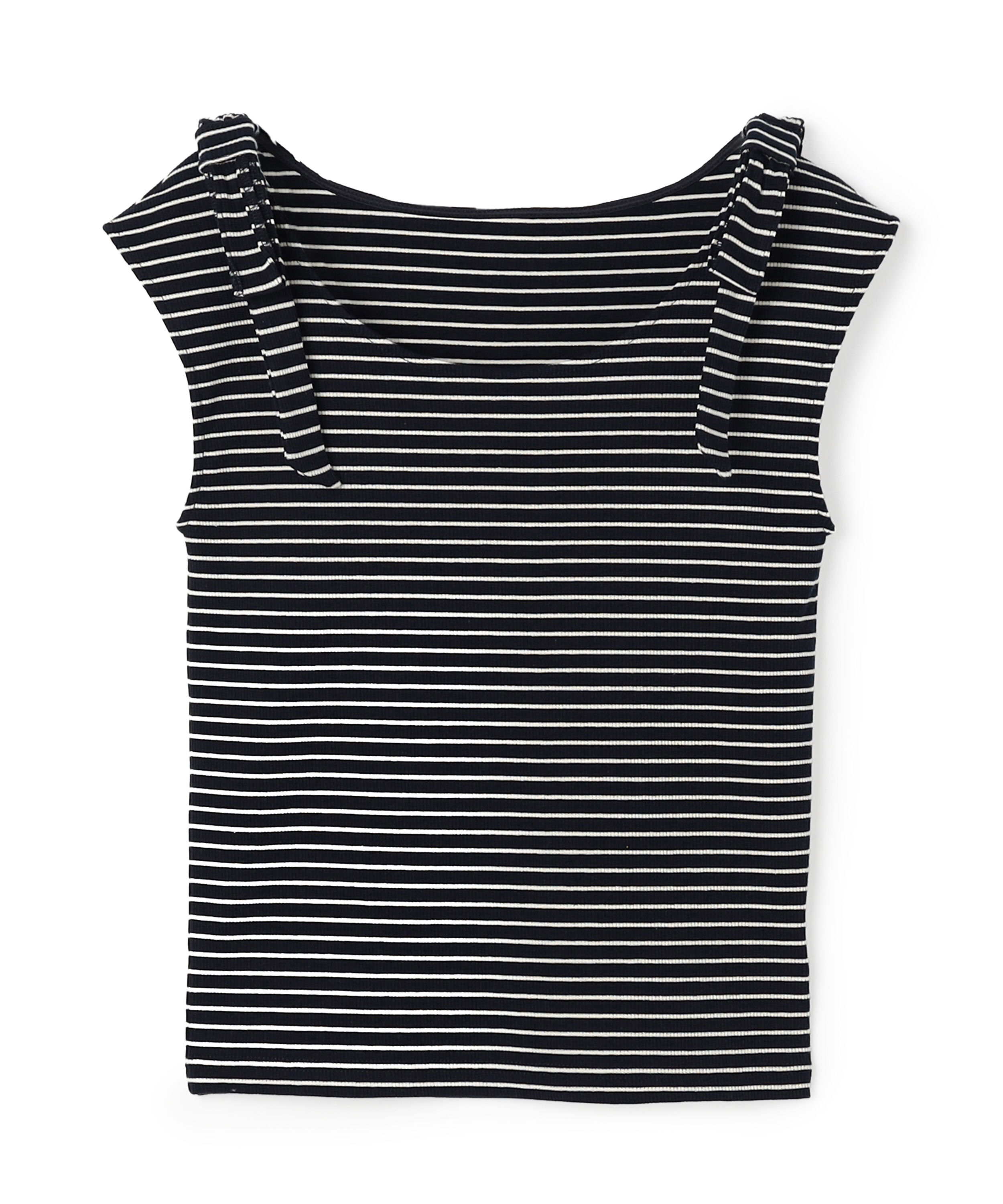  「ショルダーリボンボーダートップス」|Tシャツ・カットソー|