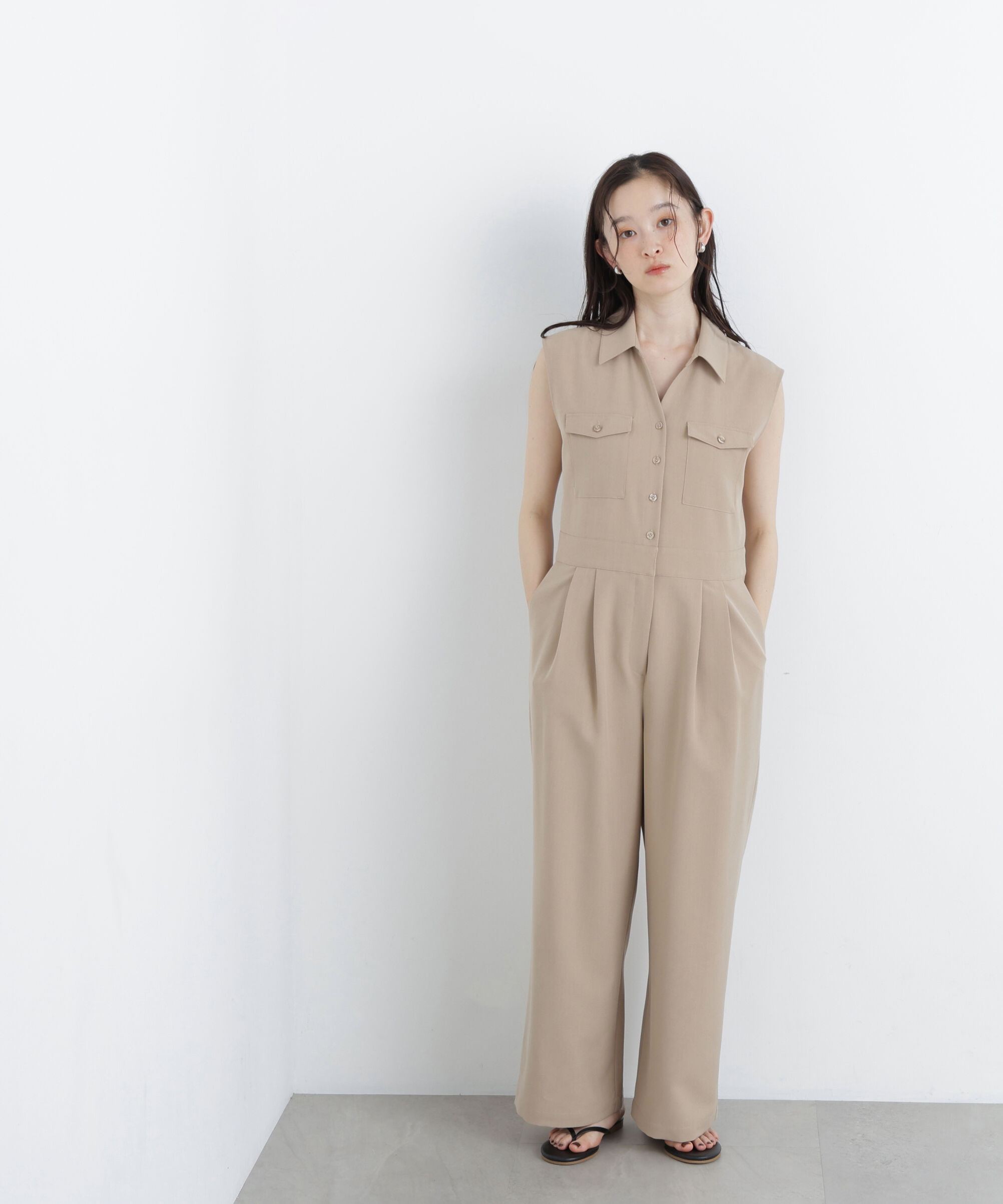  「〈N.〉ダブルポケットジャンプスーツ」|ワンピース|ベージュ