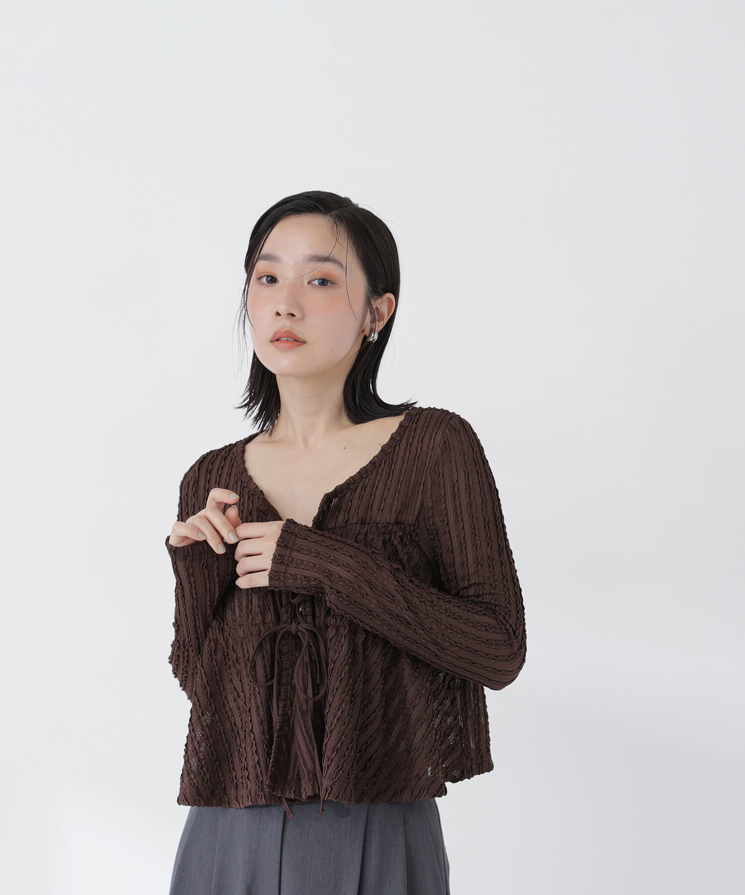  「フロントリボンシアーカーディガン」|Tシャツ・カットソー|